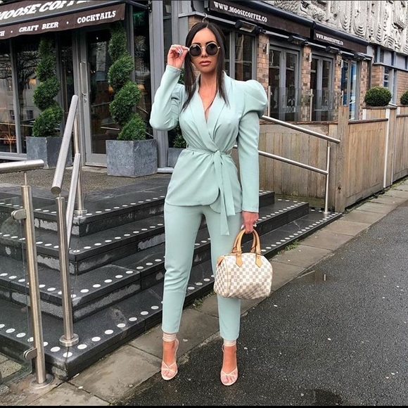 Femme Luxe Pants - Mint Blazer & Slim Leg Trousers